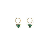 Mini Gemstone Circular Triangle Stud - MALACHITE