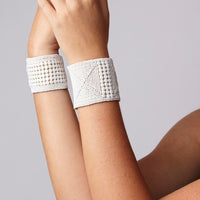 Classic Leather Cuff & Earring Hoops - WHITE