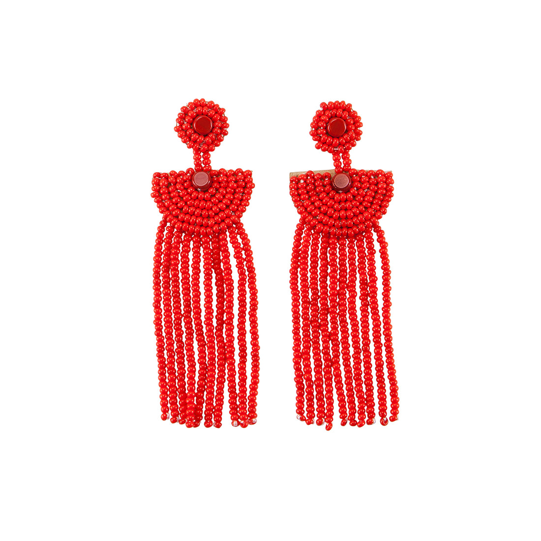 Sipolio Leather Bracelet Cuff & Kifungo Tassel Earrings - RED