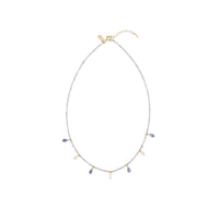 Tanzanite Necklace With Tanzanite And Pearl Drops - LAVENDER TANZANITE/PEARL/GOLD