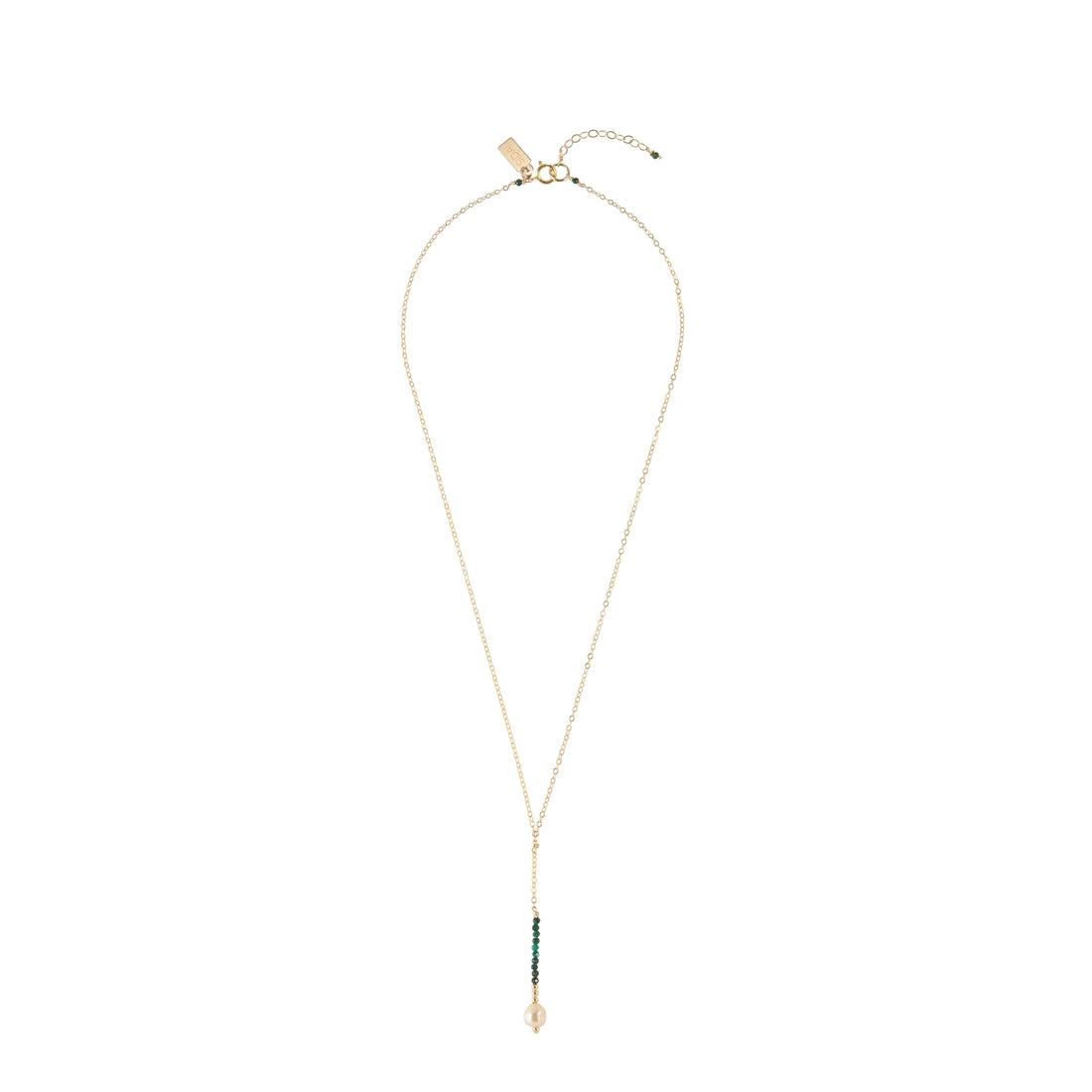 Long Drop Malachite Pearl Necklace - MALACHITE/PEARL/GOLD