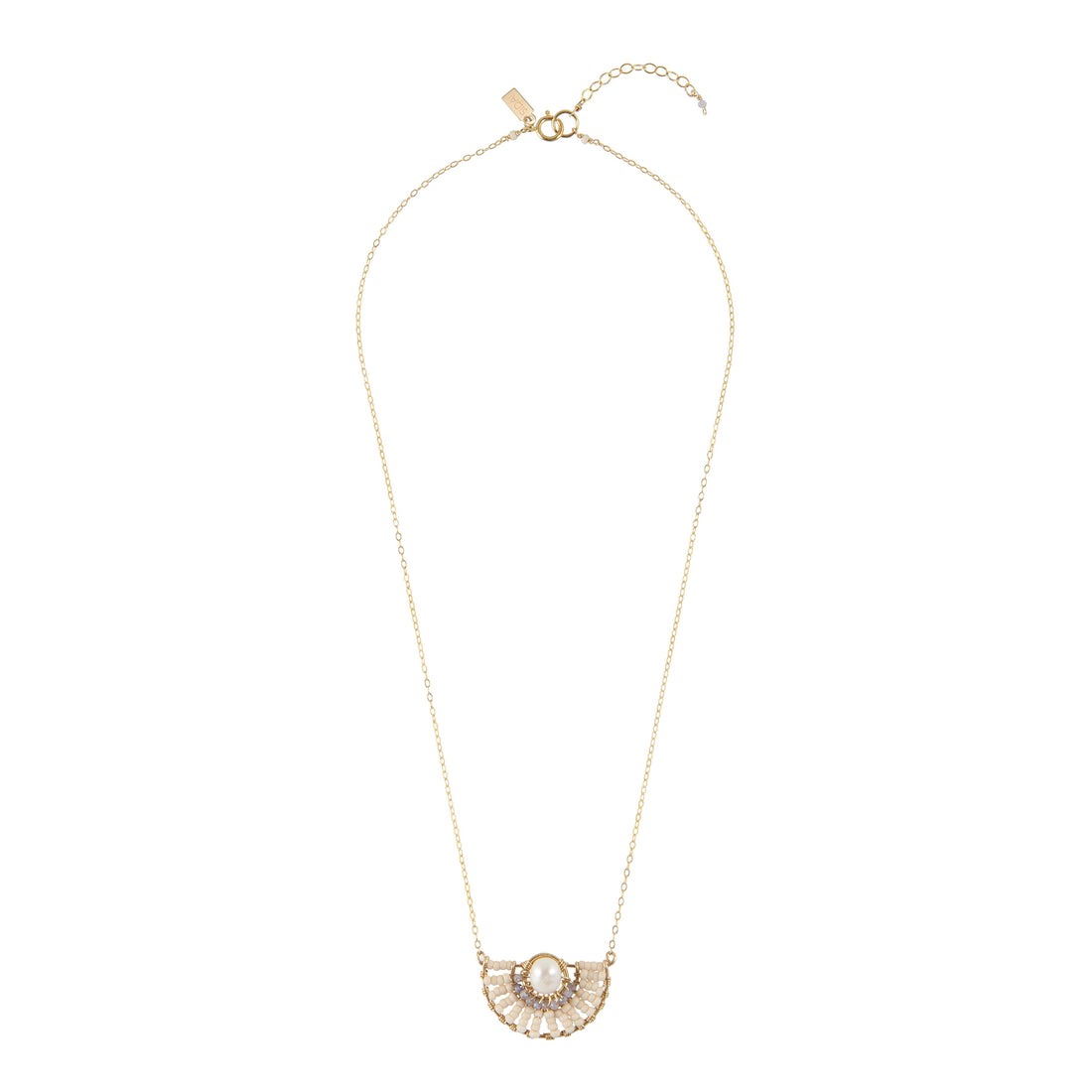 Halfmoon Necklace On Chain With Pearl - PINK/WHITE/ROSE GOLD/GOLD