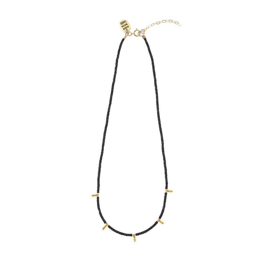 5 Drop Kisongo Necklace & Bracelet Set - BLACK/GOLD