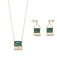 Mini Olakira Necklace & Earrings - GREEN MALACHITE