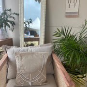 Beaded Raw Linen Maasai Shield Cushion