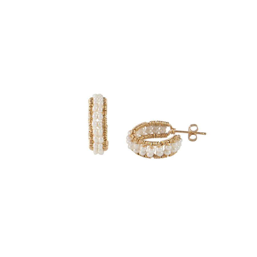 Mini Olakira Necklace & Huggie Earrings - PEARL