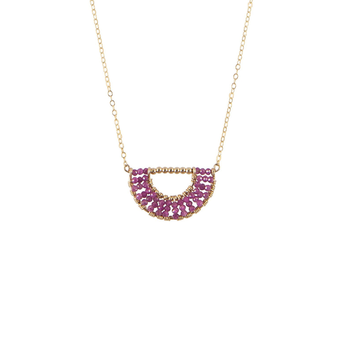 Olakira Ruby Half Moon Necklace - RUBY/GOLD
