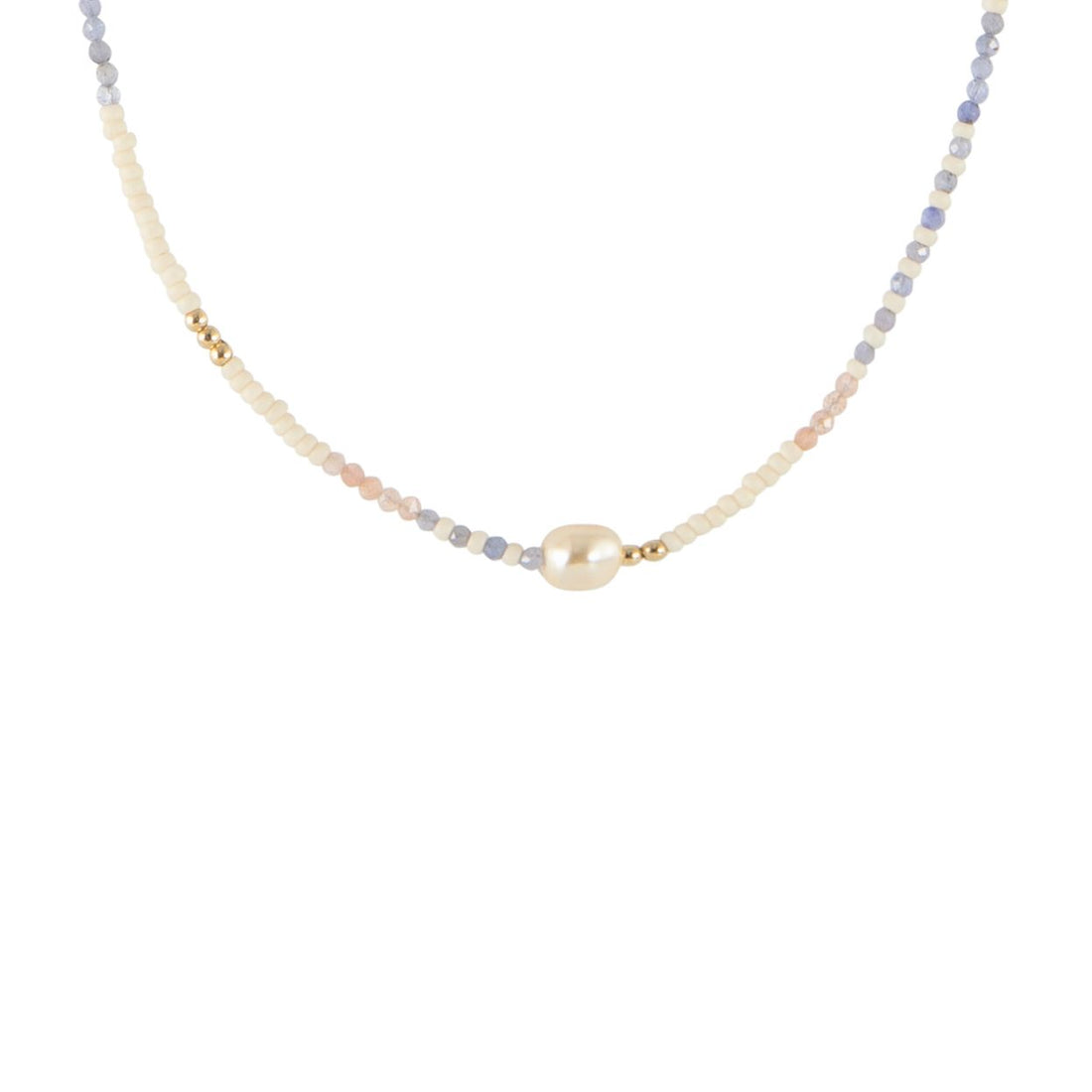 Zebra Pearl Tanzanite Necklace - PINK/TANZANITE/GOLD