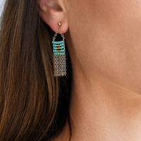 XS Pendant Earring with Beaded Bars - TURQUOISE