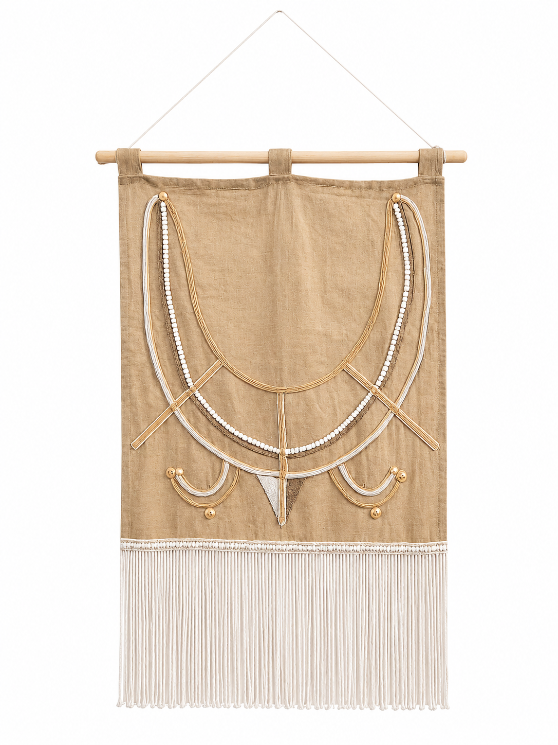 Raw Linen Beaded Wall Hanging