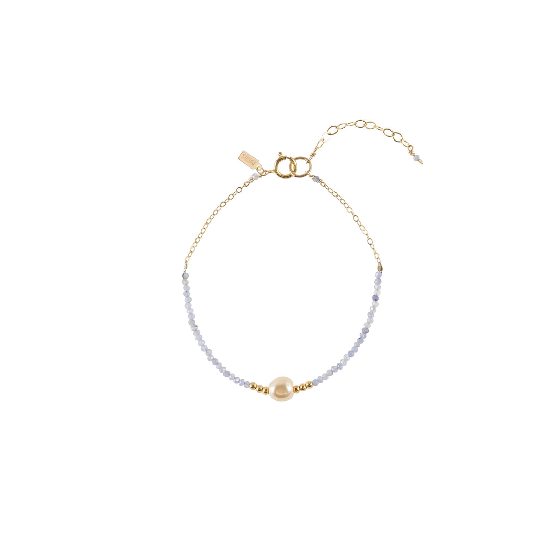 Pearl Tanzanite Bracelet on Chain - LAVENDER TANZANITE/PEARL/GOLD