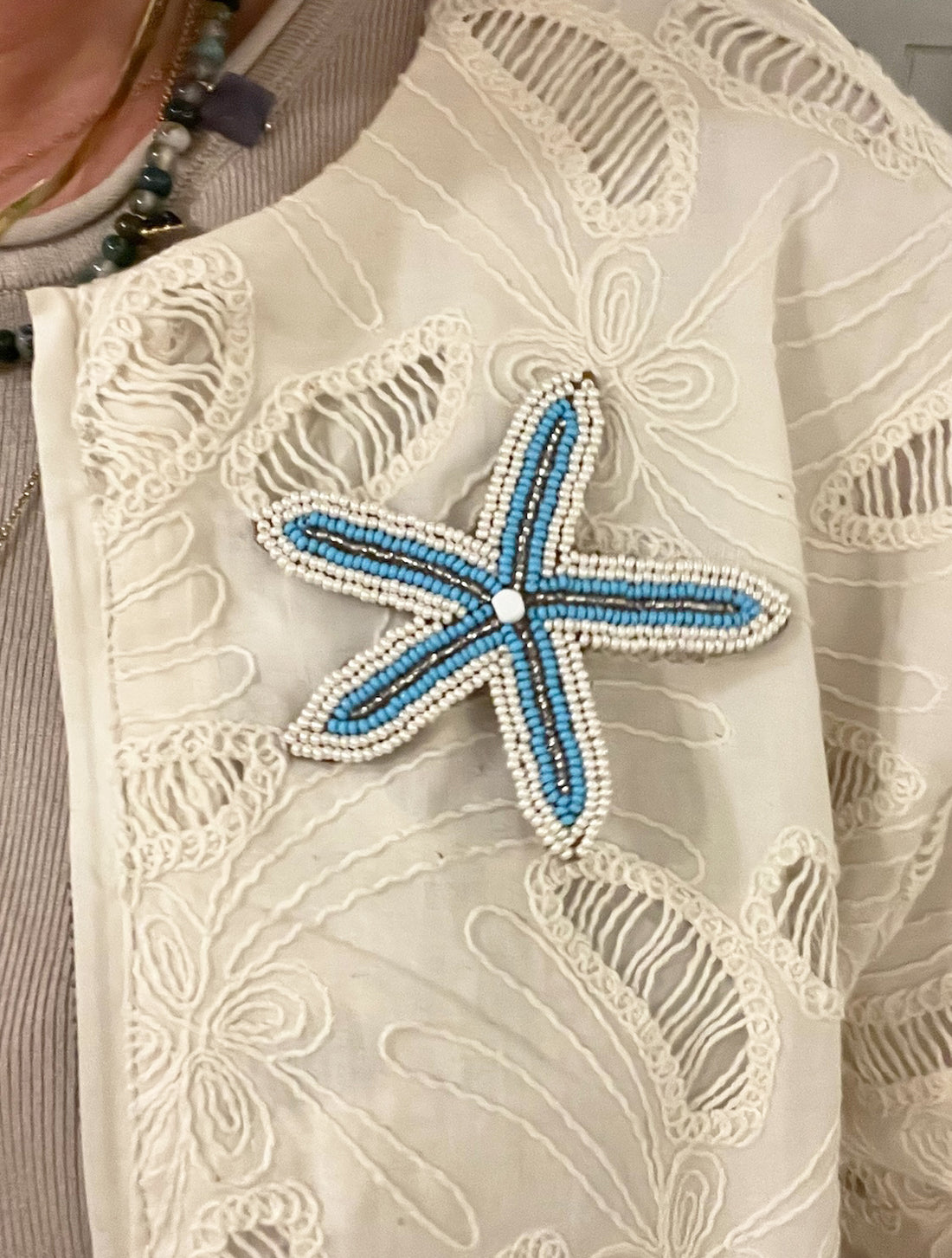 Custom Beaded Star Fish Brooches