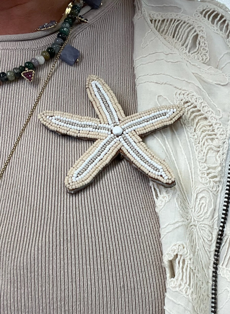 Custom Beaded Star Fish Brooches