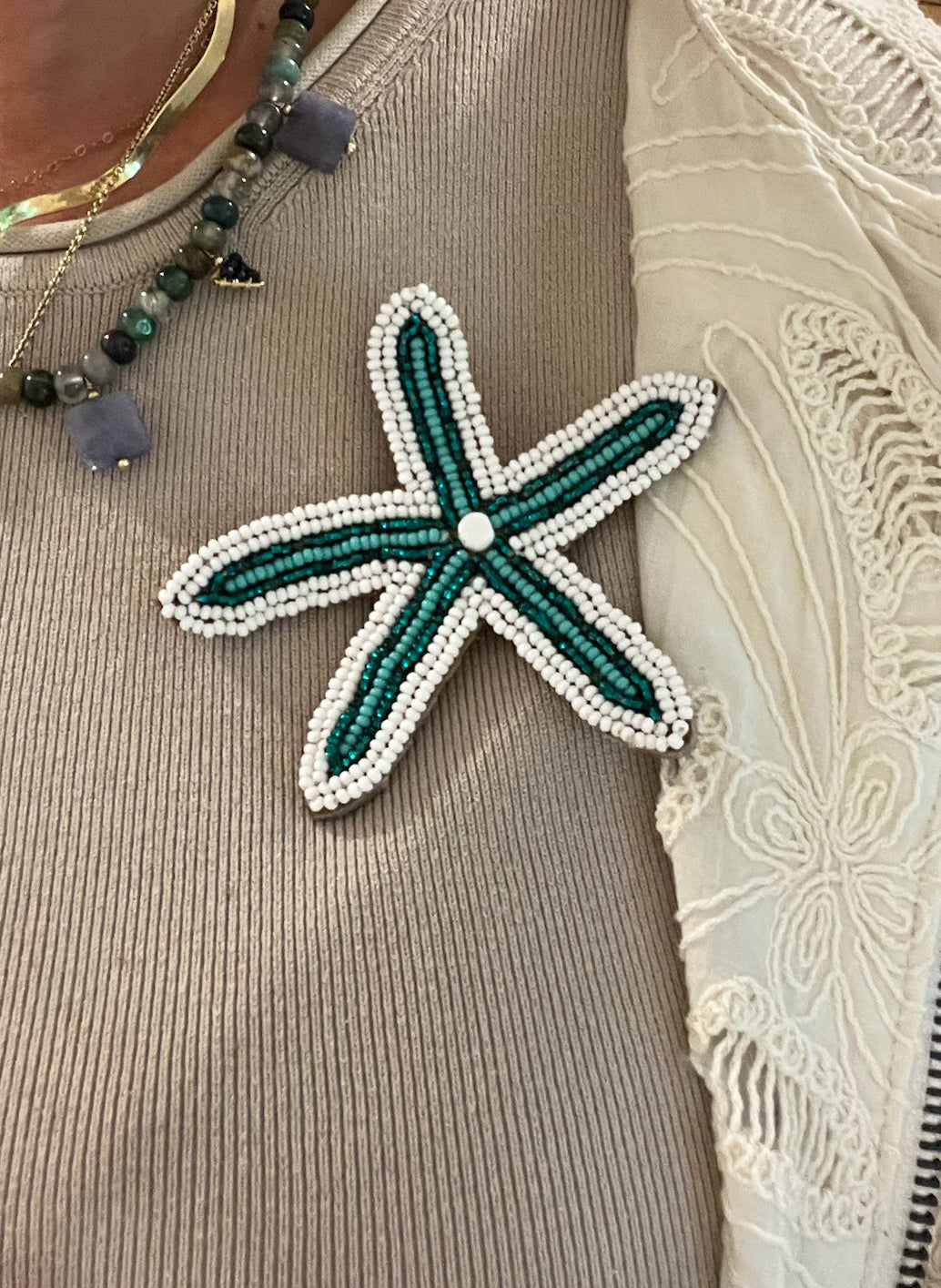 Custom Beaded Star Fish Brooches