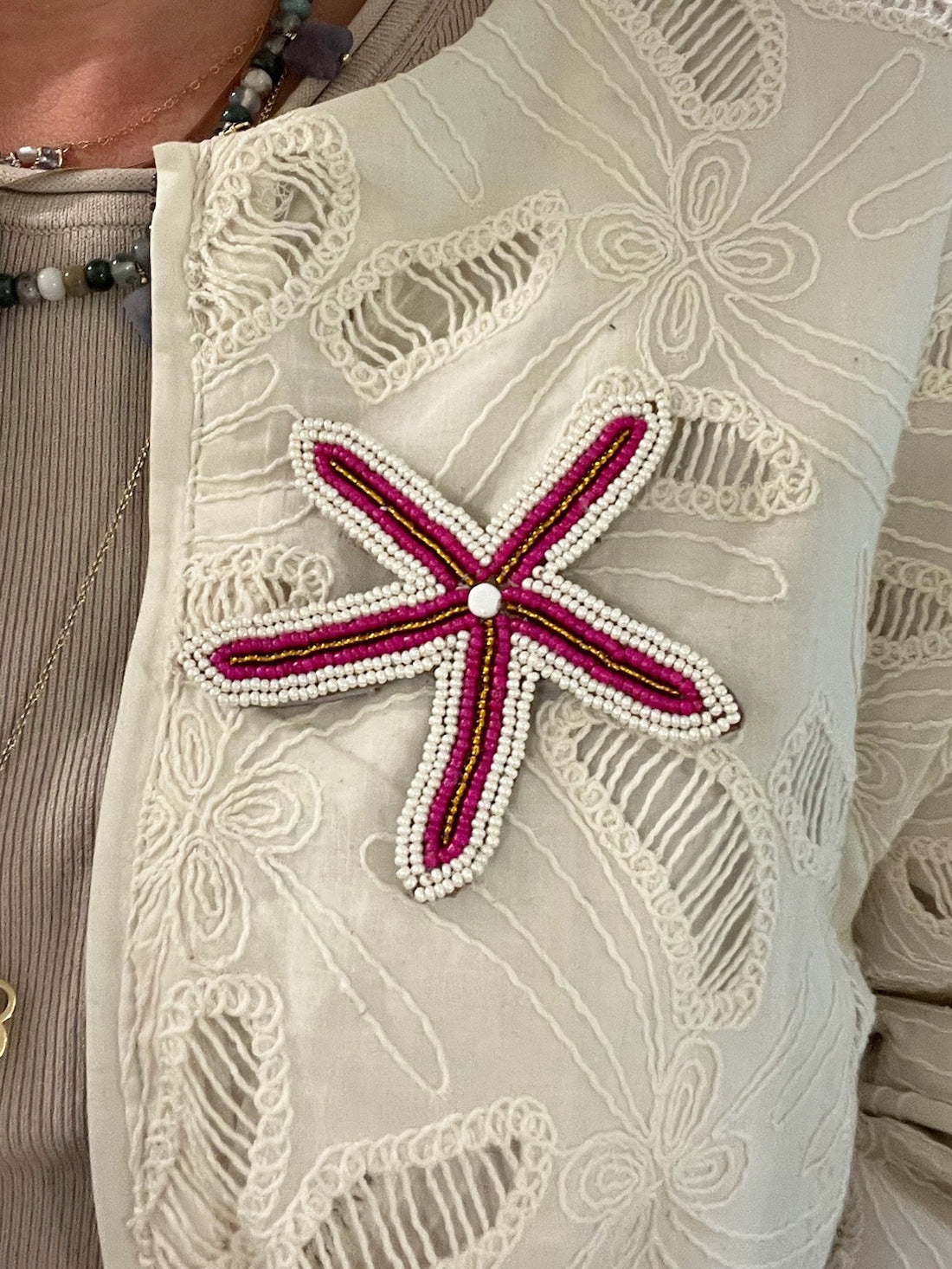 Custom Beaded Star Fish Brooches