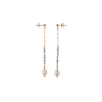 Tanzanite & Pearl Long Drop Necklace & Earring Set