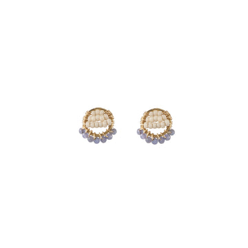 Mini Circle Earrings With Tanzanite Drops - PINK/LAVENDER TANZANITE
