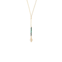 Long Drop Malachite Pearl Necklace - MALACHITE/PEARL/GOLD