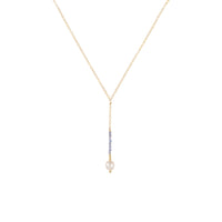 Tanzanite & Pearl Long Drop Necklace & Earring Set