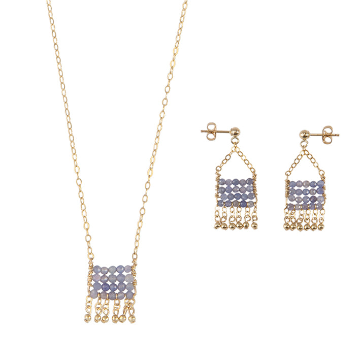 Mini Olakira Necklace & Earrings - TANZANITE