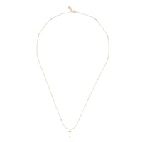 Long Multi Pearl And Tanzanite Cross Pendant Chain Necklace - LAVENDER TANZANITE/PEARL/GOLD