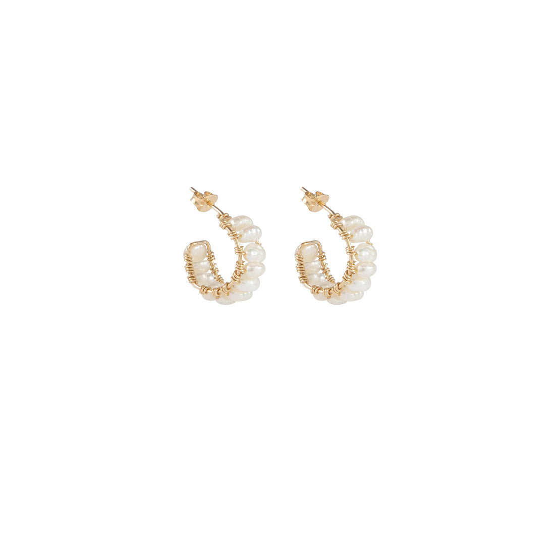 Mini Keshi Pearl Huggie Earrings - PEARL/GOLD