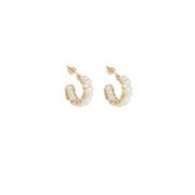 Mini Keshi Pearl Huggie Earrings - PEARL/GOLD