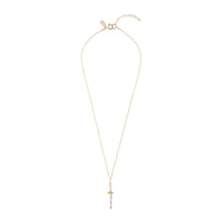 Pearl And Tanzanite Cross Pendant Chain Necklace - LAVENDER TANZANITE/PEARL/GOLD