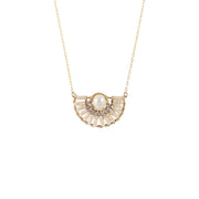 Halfmoon Necklace On Chain With Pearl - PINK/WHITE/ROSE GOLD/GOLD