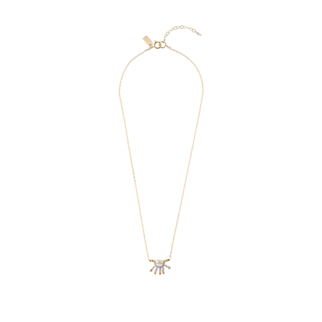 Starburst Tanzanite Chain Necklace With Pearl - LAVENDER TANZANITE/PEARL/GOLD