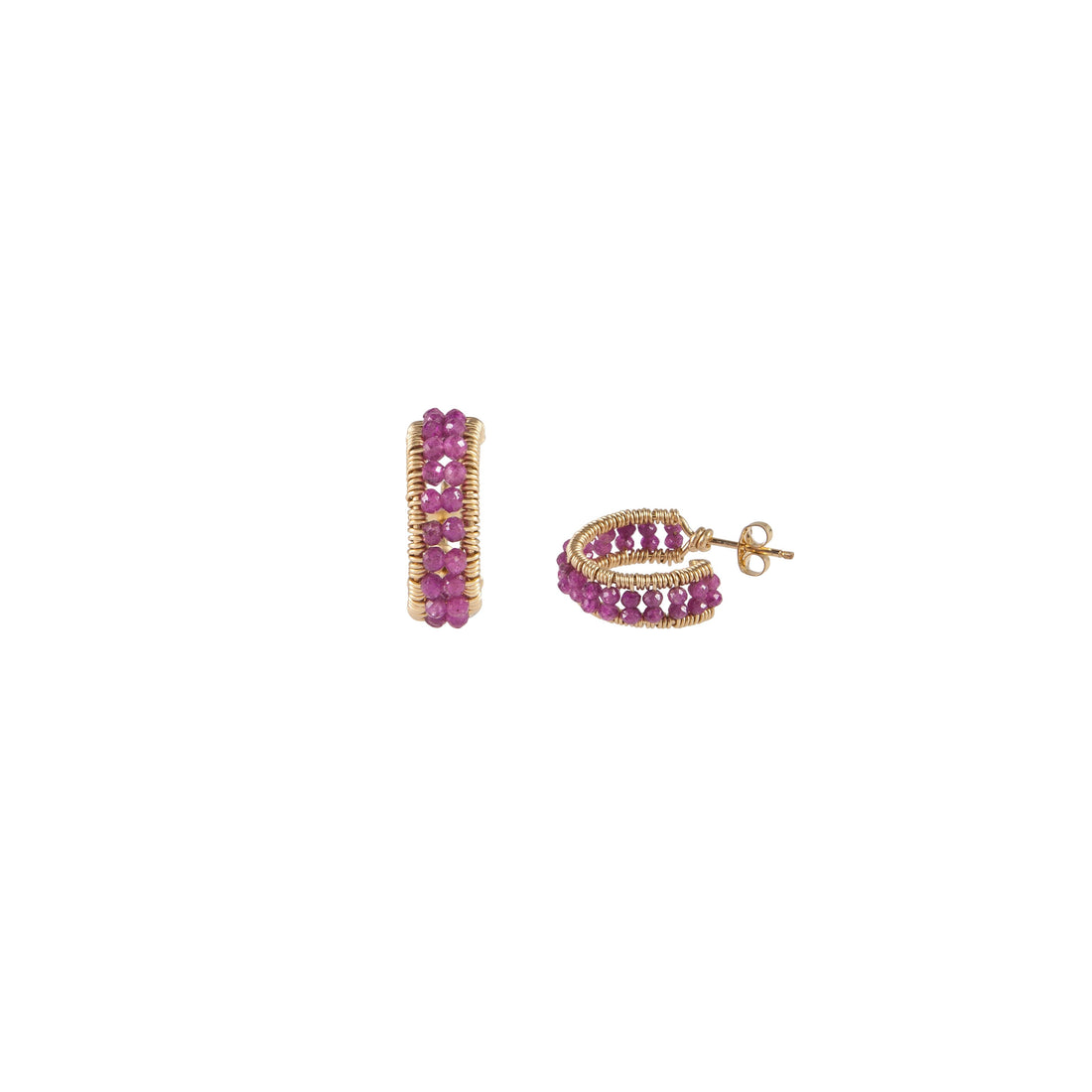 Small Ruby Huggies - RUBY/GOLD
