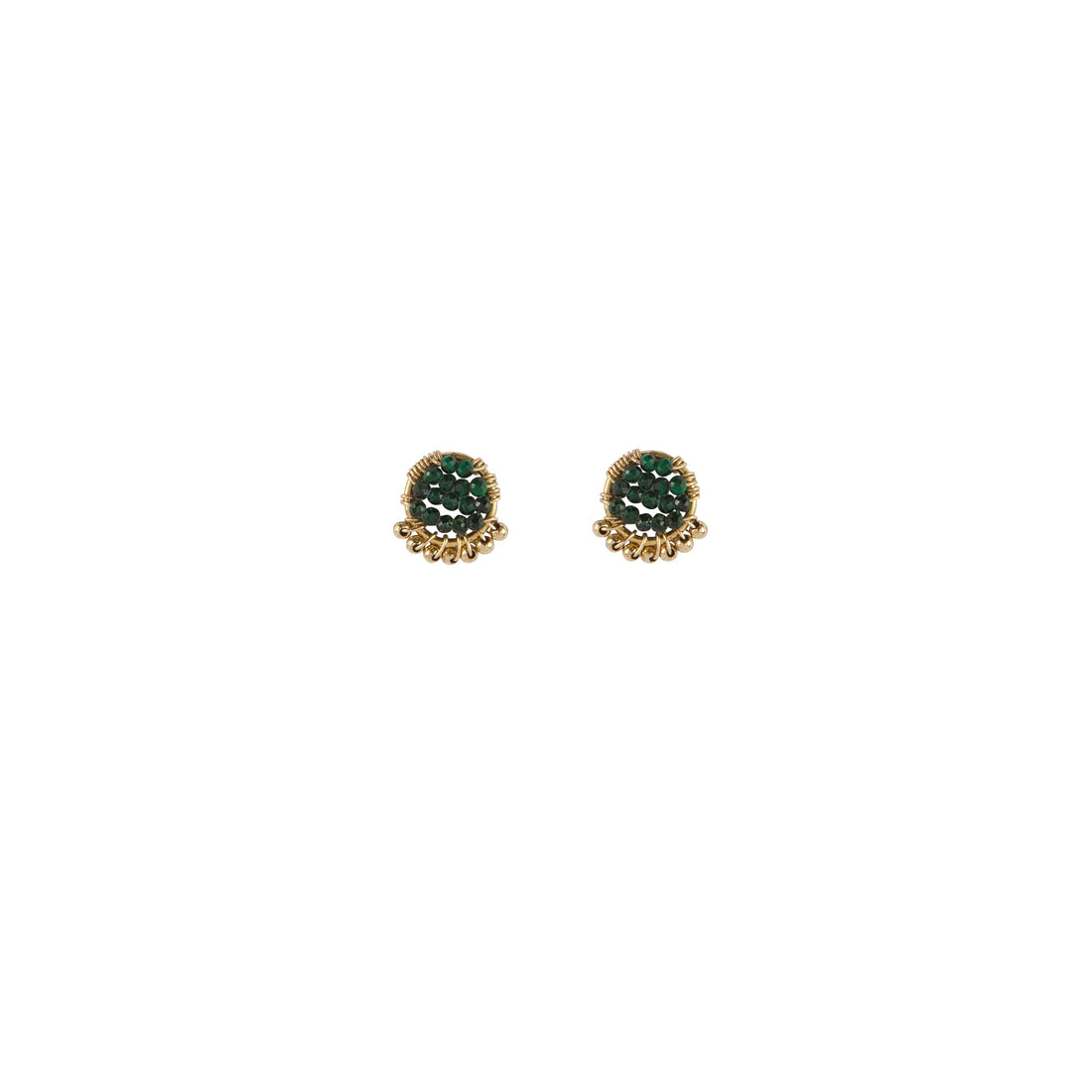 Mini Circle Malachite Earrings With Drops - MALACHITE/GOLD