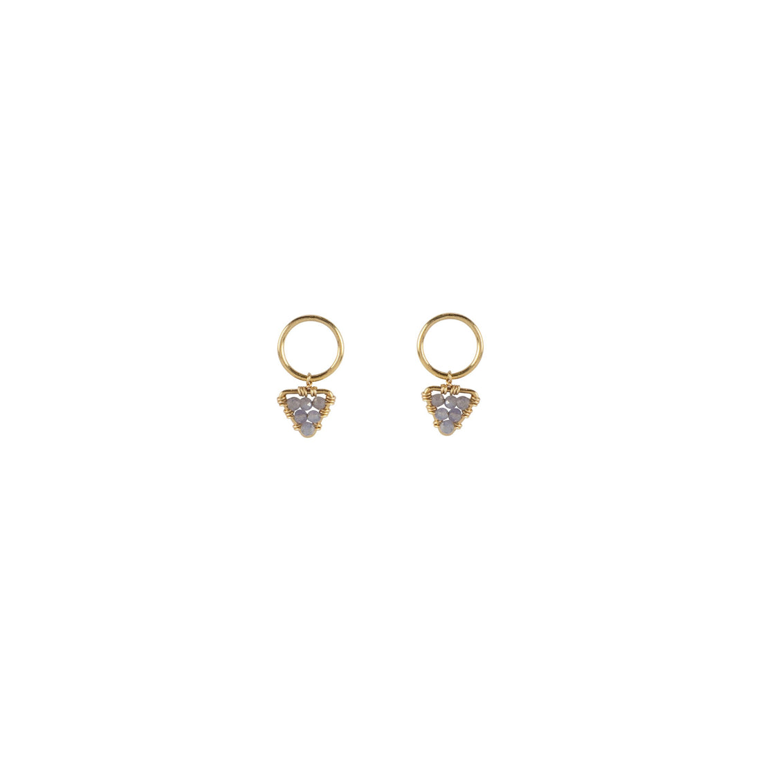 Mini Circular Tanzanite Triangle Stud - TANZANITE/GOLD