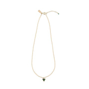 Beaded Necklace With Solo Gemstone Triangle - MALACHITE