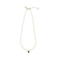 Beaded Necklace With Solo Gemstone Triangle - MALACHITE