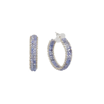 Silver Medium Tanzanite Huggies - TANZANITE/SILVER