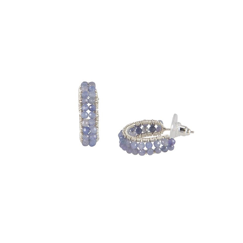 Silver Mini Tanzanite Huggies - TANZANITE/SILVER