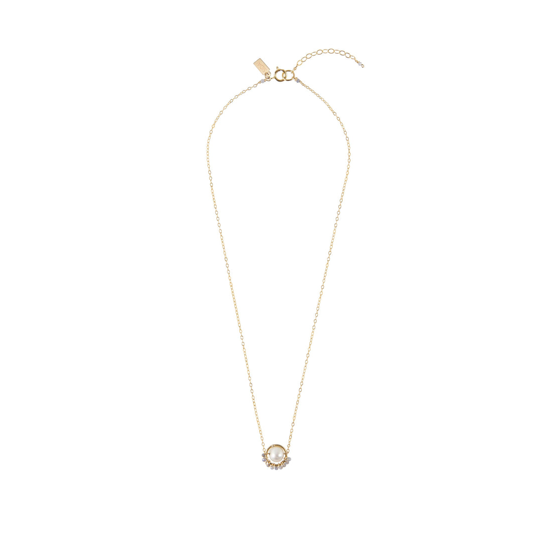 Pearl With Tanzanite Drops Chain Necklace - LAVENDER TANZANITE/PEARL/GOLD