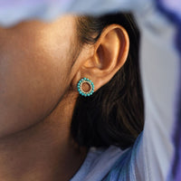 Mini Circle Turquoise Earrings - TURQUOISE
