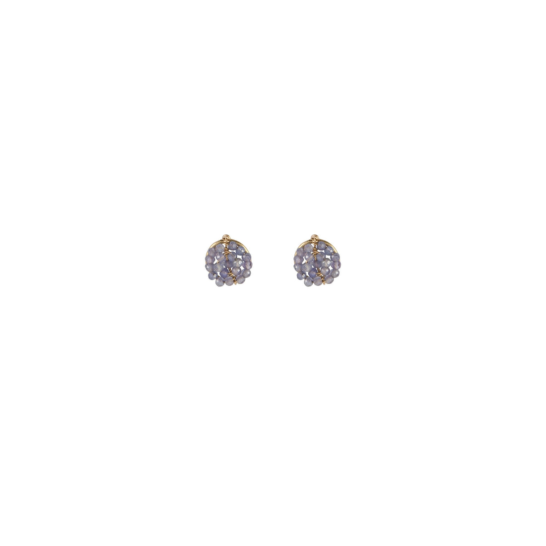 Mini Circle Tanzanite Earrings - LAVENDER TANZANITE/GOLD