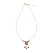 Beaded Arch Pendant Necklace With Gemstone Triangles - RUBY/TOURMALINE/BLUE SAPPHIRE/MALACHITE