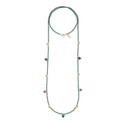 Long Malachite Necklace With Gemstone Triangles - MALACHITE/BLUE SAPPHIRE/RUBY/GOLD