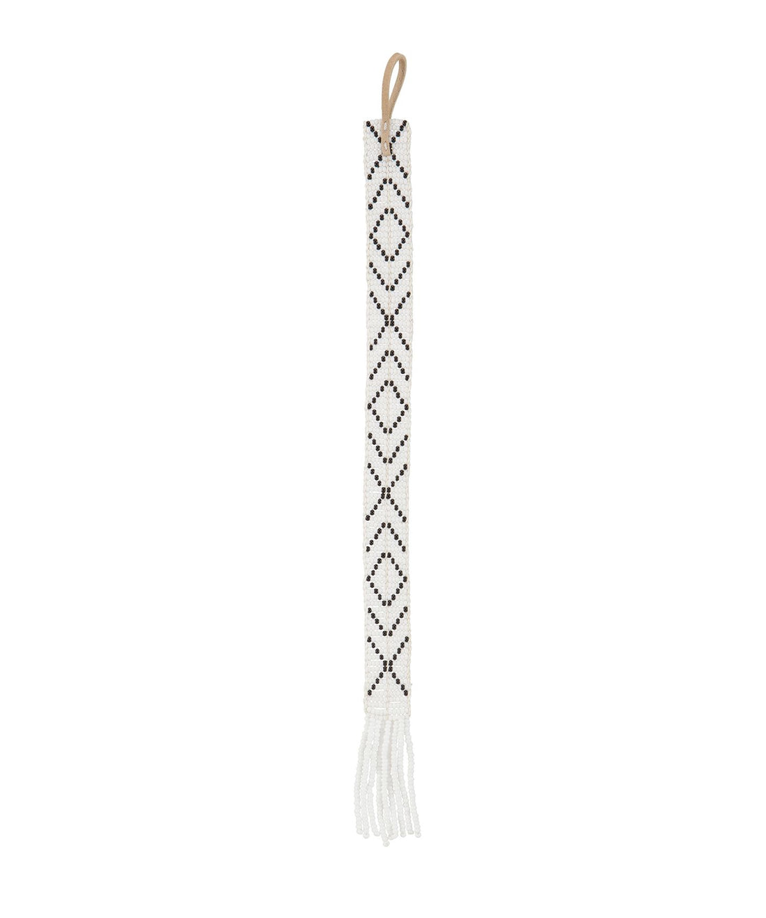 Narrow XO Beaded Bookmark - WHITE/BLACK