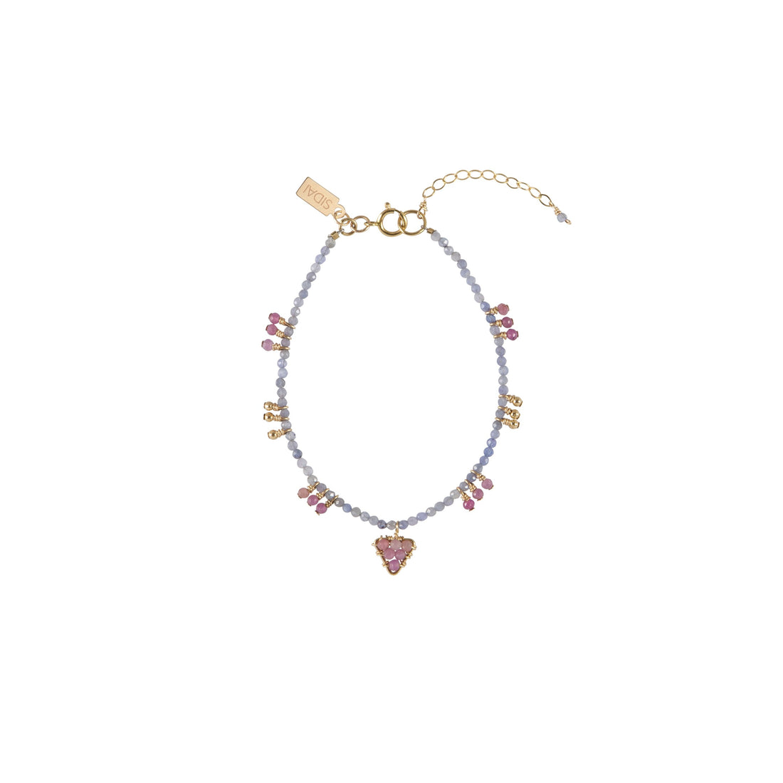 Tanzanite Bracelet With Triangle And Clusters - TANZANITE/RUBY/GOLD