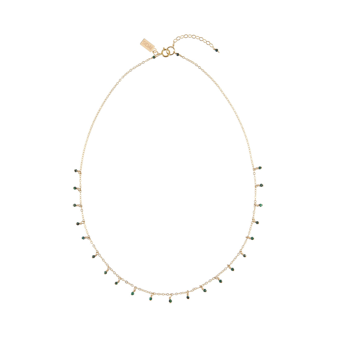 Chain Necklace With Malachite Beads - MALACHITE/GOLD