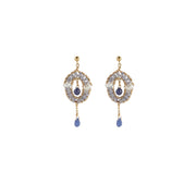 Oval Tanzanite And Pearl Earrings - LAVENDER TANZANITE/PEARL/GOLD