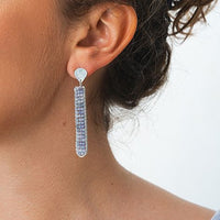 Silver Narrow Tanzanite Pendant Earrings - TANZANITE/SILVER