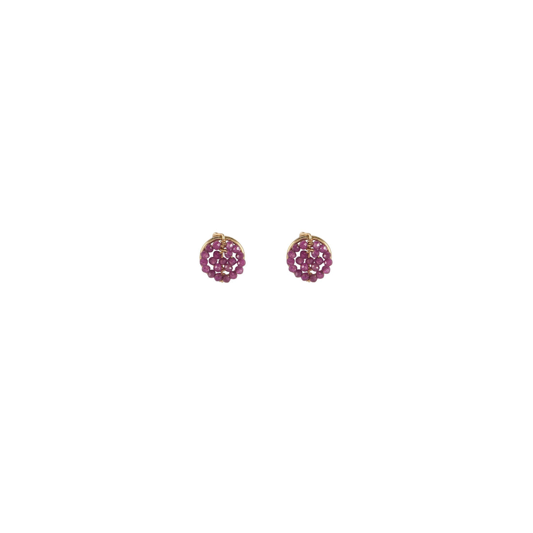 Mini Circle Ruby Earrings - RUBY/GOLD