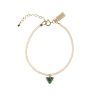 Simple Beaded Bracelet With Solo Gemstone Triangle - MALACHITE