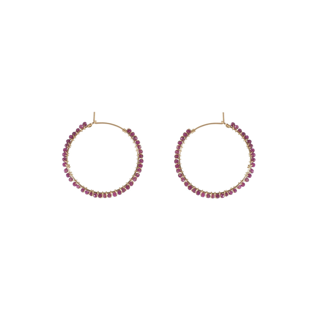 Large Ruby Hoop Earrings - RUBY/GOLD